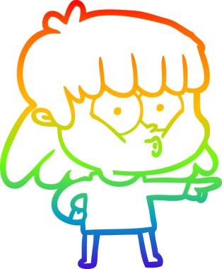 gökkuşağı gradyan çizimi bir insan tarafından çizilmiş bir çizgi film ıslık kızı