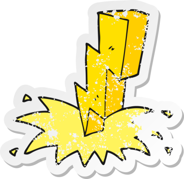 Bir insan tarafından çizilmiş bir çizgi film yıldırımının gerilimli yapıştırması.