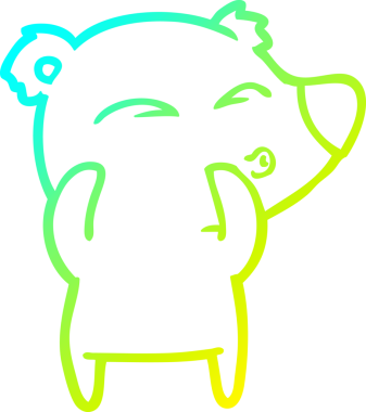 Bir insan tarafından çizilmiş ıslık çalan bir ayının soğuk çizgi çizimi.