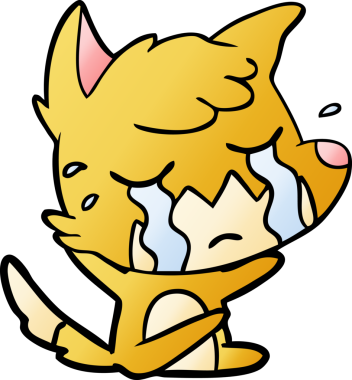 Bir insan tarafından çizilmiş ağlayan tilki çizgi filmi.