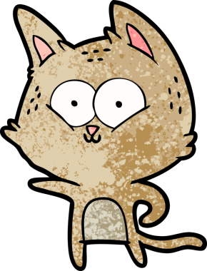 Bir insan tarafından çizilmiş çizgi film kedisi.