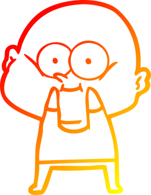 Bir insan tarafından çizilmiş kel bir adamın sıcak çizgi çizimi.