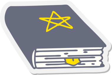 Bir insan tarafından çizilmiş ürkütücü büyü kitabı çıkartması.