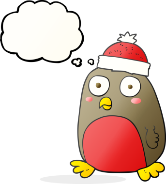 Bir insan tarafından çizilmiş serbest çizim balon karikatür noel robini.