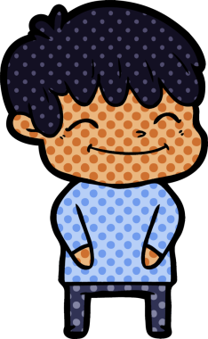 Bir insan tarafından çizilmiş mutlu çocuk çizgi filmi.