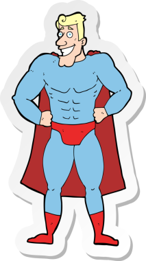 Bir insan tarafından çizilmiş bir süper kahramanın çıkartması.