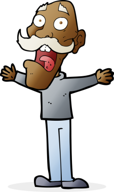 Çizgi film bir insan tarafından çizilmiş yaşlı bir adam stresli