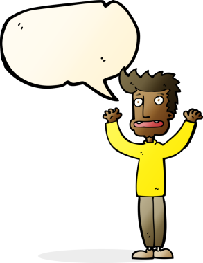 Bir insan tarafından çizilmiş konuşma balonlu bir adam.