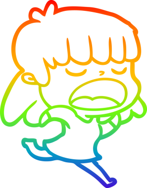 Gökkuşağı gradyan çizgi çizimi Bir insan tarafından yüksek sesle çizilen bir kadın karikatürü