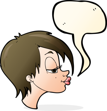 Bir insan tarafından çizilmiş konuşma balonu olan güzel bir kadın.