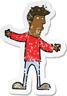 Bir insan tarafından çizilmiş garip bir çizgi filmin gerilimli çıkartması.