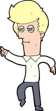 Bir insan tarafından çizilen karikatür adam.