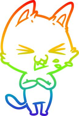 Gökkuşağı gradyan çizgi çizimi Bir insan tarafından çizilmiş bir çizgi kedi tıslama