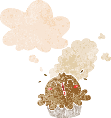 Düşünce baloncuğu ve grunge ile sevimli çizgi film turtası bir insan tarafından çizilmiş sıkıntılı retro desen tarzı