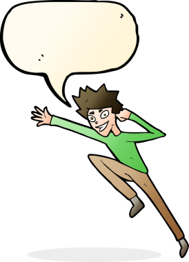 Bir insan tarafından çizilmiş konuşma balonlu çizgi film zıplayıcısı.