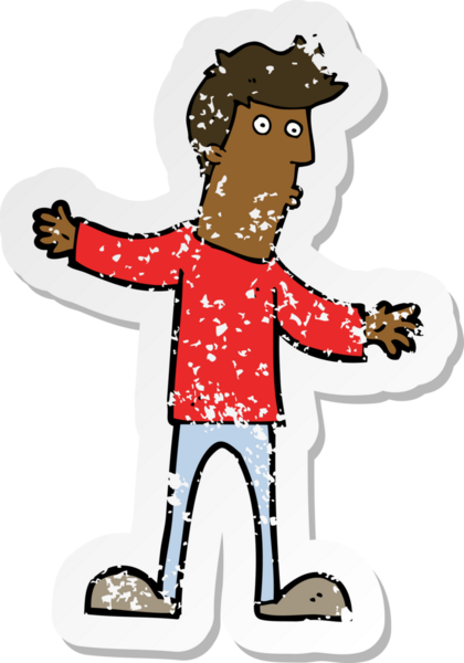 Bir insan tarafından çizilmiş garip bir çizgi filmin gerilimli çıkartması.