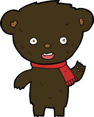 Bir insan tarafından çizilmiş şirin siyah ayı.