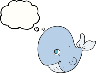 Bir insan tarafından çizilmiş serbest çizim balon karikatürü mutlu balina