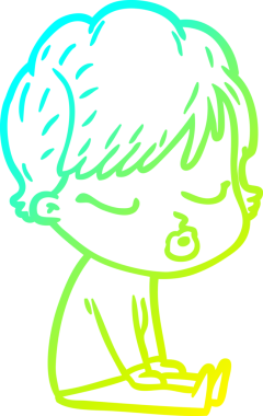 Bir insan tarafından çizilmiş gözleri olan bir karikatür kadın çizimi