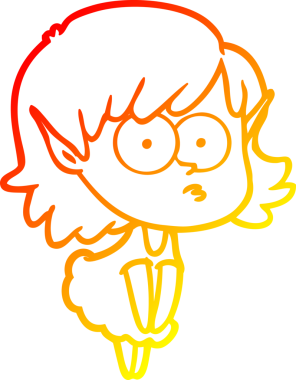 Bir insan tarafından çizilmiş, çizgi film karakteri bir elf kızı çizimi.