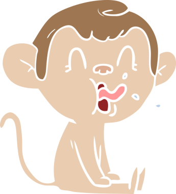 Çılgın düz renkli çizgi film maymunu insan tarafından çizilmiş.