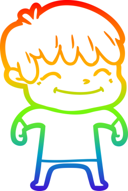 gökkuşağı gradyanı çizimi bir insan tarafından çizilmiş mutlu bir çizgi film çocuğu