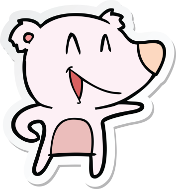 Bir insan tarafından çizilmiş, gülen ayı çizgi filminin çıkartması.