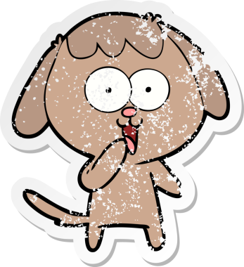 Bir insan tarafından çizilmiş şirin bir köpeğin sıkıntılı çıkartması.