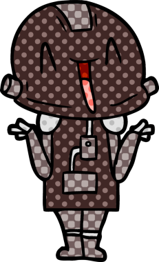 Bir insan tarafından çizilmiş çizgi film robotu