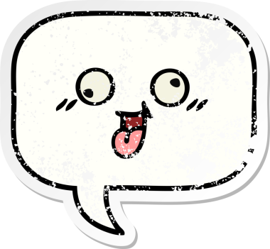 Bir insan tarafından çizilmiş şirin bir karikatür konuşma balonunun sıkıntılı çıkartması.