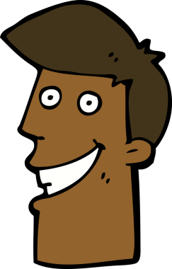 Bir insan tarafından çizilmiş sırıtan bir çizgi film adamı.