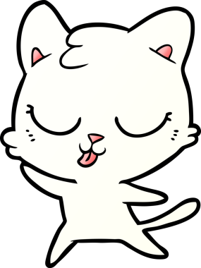 Bir insan tarafından çizilmiş mutlu çizgi film kedisi.