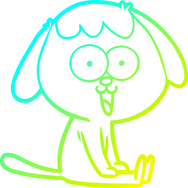 Bir insan tarafından çizilmiş şirin bir çizgi köpeğin soğuk gradyan çizgisi.