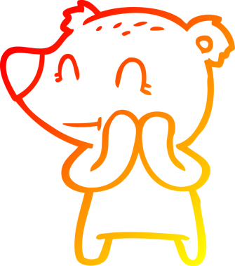 Bir insan tarafından çizilmiş gülümseyen ayı karikatürünü çiziyorum.
