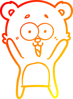 Bir insan tarafından çizilmiş gülen oyuncak ayının sıcak çizgi çizimi.