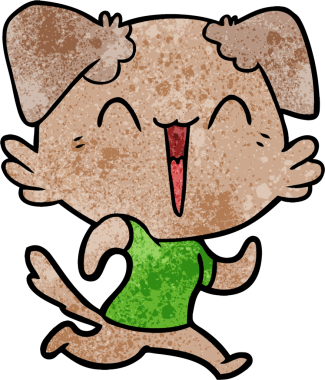 Bir insan tarafından çizilmiş küçük mutlu köpek çizgi filmi.