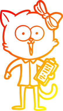 Bir insan tarafından çizilmiş çizgi film kedisinin sıcak çizgi çizimi