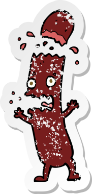 Bir insan tarafından çizilmiş bir sosisin gerilimli çıkartması.