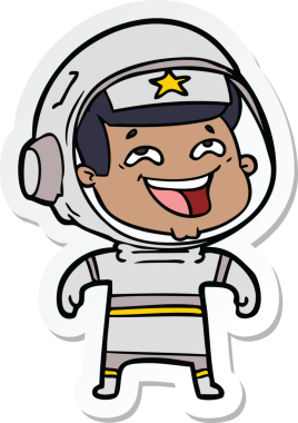 Bir insan tarafından çizilmiş, gülen astronotun çıkartması.