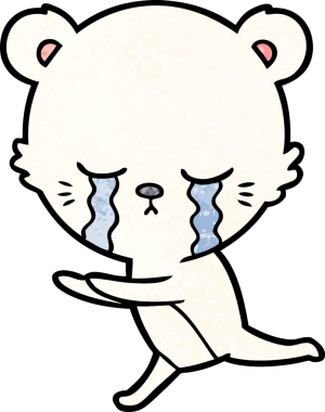 Bir insan tarafından çizilmiş üzgün küçük kutup ayısı çizgi filmi.