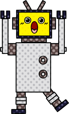 bir insan tarafından çizilmiş bir robotun çizgi roman tarzı