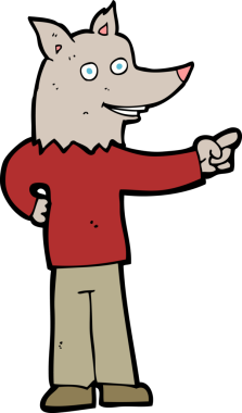 Çizgi filmdeki kurt adam insan tarafından çizilmiş.