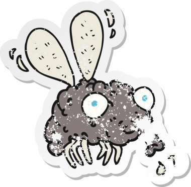 Bir insan tarafından çizilmiş karikatür sineğinin gerilimli çıkartması.