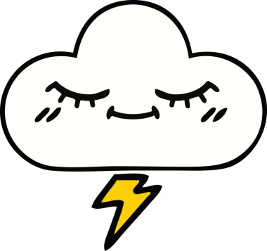 Bir insan tarafından çizilmiş güzel bir gök gürültüsü bulutu karikatürü