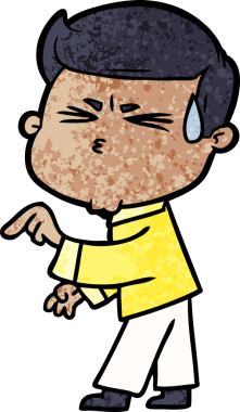 Bir insan tarafından çizilmiş terleyen çizgi film adamı.