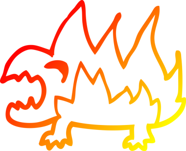 Bir insan tarafından çizilmiş karikatür ateş şeytanının sıcak çizgi çizimi