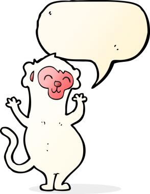 Bir insan tarafından çizilmiş konuşma balonlu çizgi maymun.