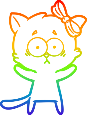 gökkuşağı gradyanı çizimi bir insan tarafından çizilmiş çizgi film kedisi