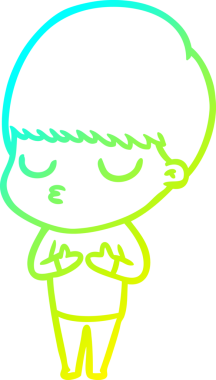 Bir çizgi film karakteri çizen soğuk gradyan bir çocuk bir insan tarafından çizilmiş.