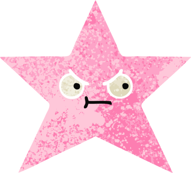 Bir insan tarafından çizilmiş yıldız balığının retro çizim tarzı karikatürü